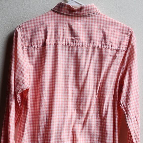 J.Crew Lightweight Peach/Cream Plaid Button Down Shirt Size Medium - Picture 14 of 16